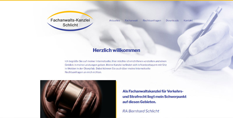 Homepage der Fachanwalts-Kanzlei Schlicht
