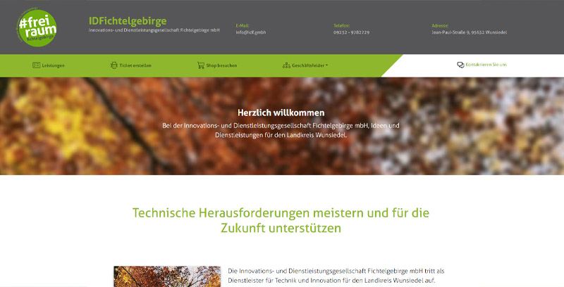 Homepage der Innovations- und Dienstleistungsgesellschaft Fichtelgebirge mbH