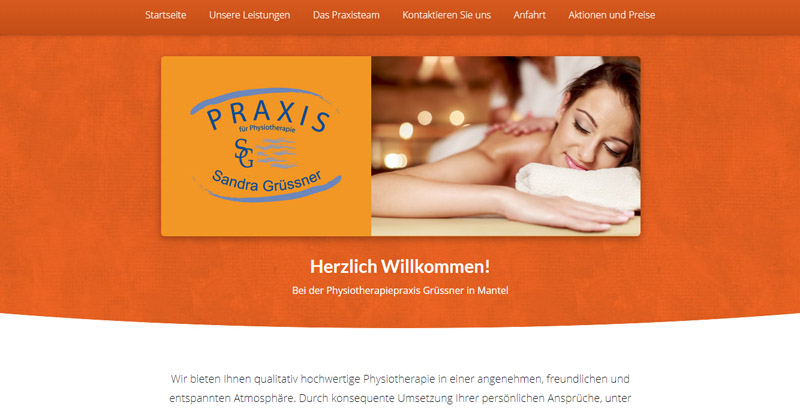 Homepage der Praxis für Physiotherapie Grüssner in Mantel