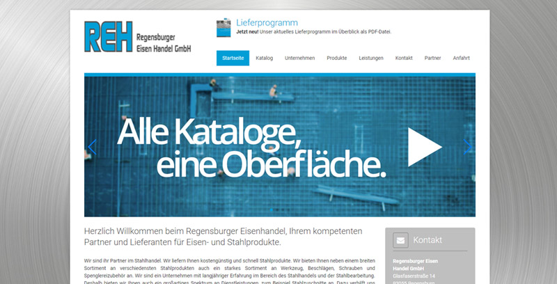 Homepage der Regensburger Eisen Handel GmbH