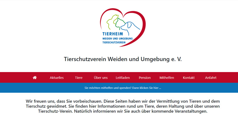Homepage vom Tierschutzverein Weiden u. U. e. V.